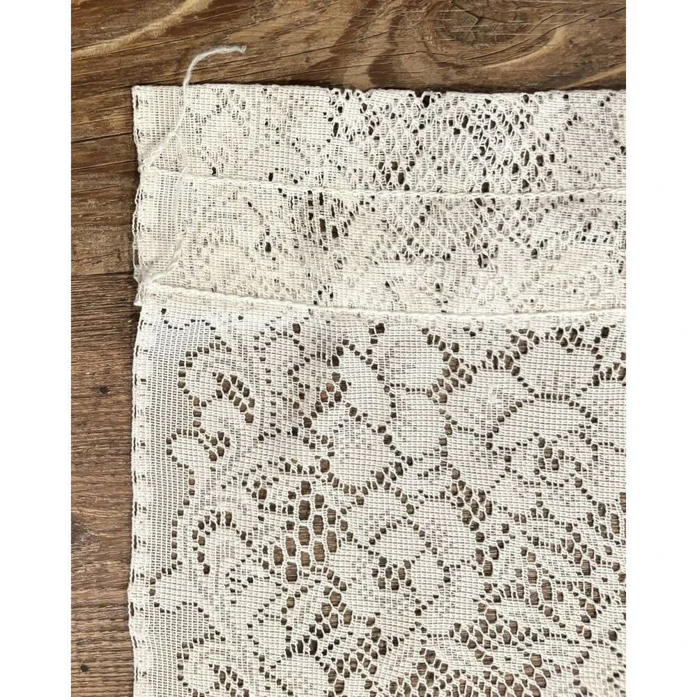 VTG 90s Ivory Rose Lace Curtain 2 Panels - Different Lengths Granny Cottagecore